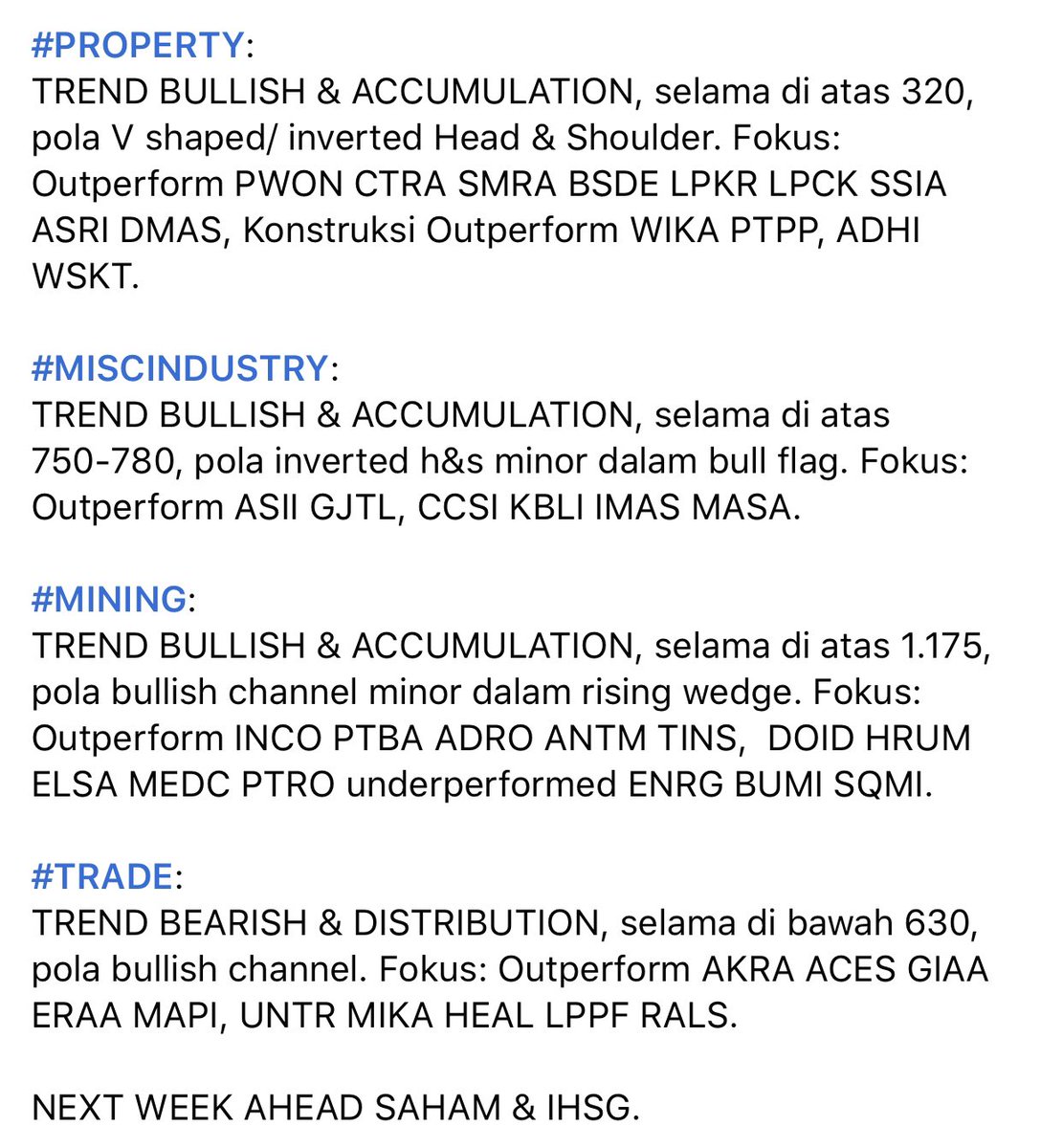 andri_zakarias's tweet photo. WEEK AHEAD SECTOR 15-19 JUNI
#ctasaham
#astrocyclectasaham
#chartctasaham
#saham
#IDX
#sektoral
#yuknabungsaham
#yuktradingsaham
#belajarsahamindonesia
#tradingsaham
#investasisaham
#happycuanberjamaah
#dirumahaja
#tradingfromhome
#analisateknikal
#chartpattern
#hots5 https://t.co/KfY9u0FSAq