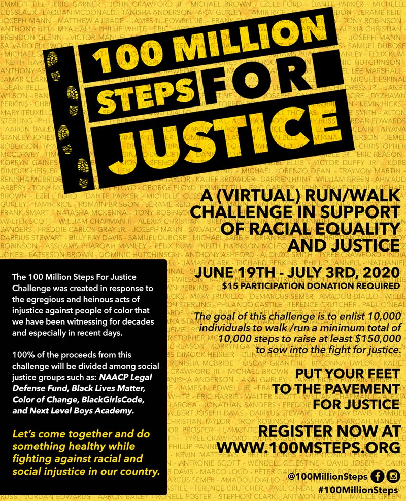 queenvandateach's tweet photo. 100 Million Steps for Justice Challenge! June 19th-July 3rd, 2020
Register! https://t.co/EDLoTpxrHE
#AtlantaShooting
#EPASTORSNETWORK
#EPASTORSNETWORKPROMOTIONS
#100MillionSteps
#100millionstepschallenge
@jemelehill @jamalhbryant @ava @BishopPMorton #RayshardBrooks
#GeorgeFloyd https://t.co/hiJTm5NP6b