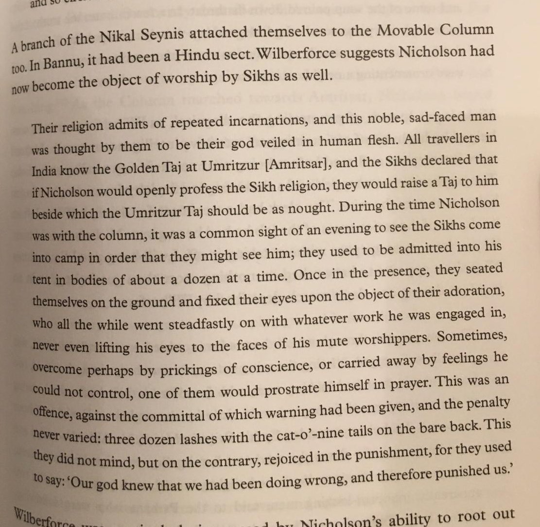 The cultist who worshipped Nicholson as Nikal Seyen, were mainly comprised of former Hindus and Sikhs. It was said that if John converted to sikhism he would have been revered as a Prophet. But, he was a devout Ulster protestant so had the cultist flogged if they worshipped him