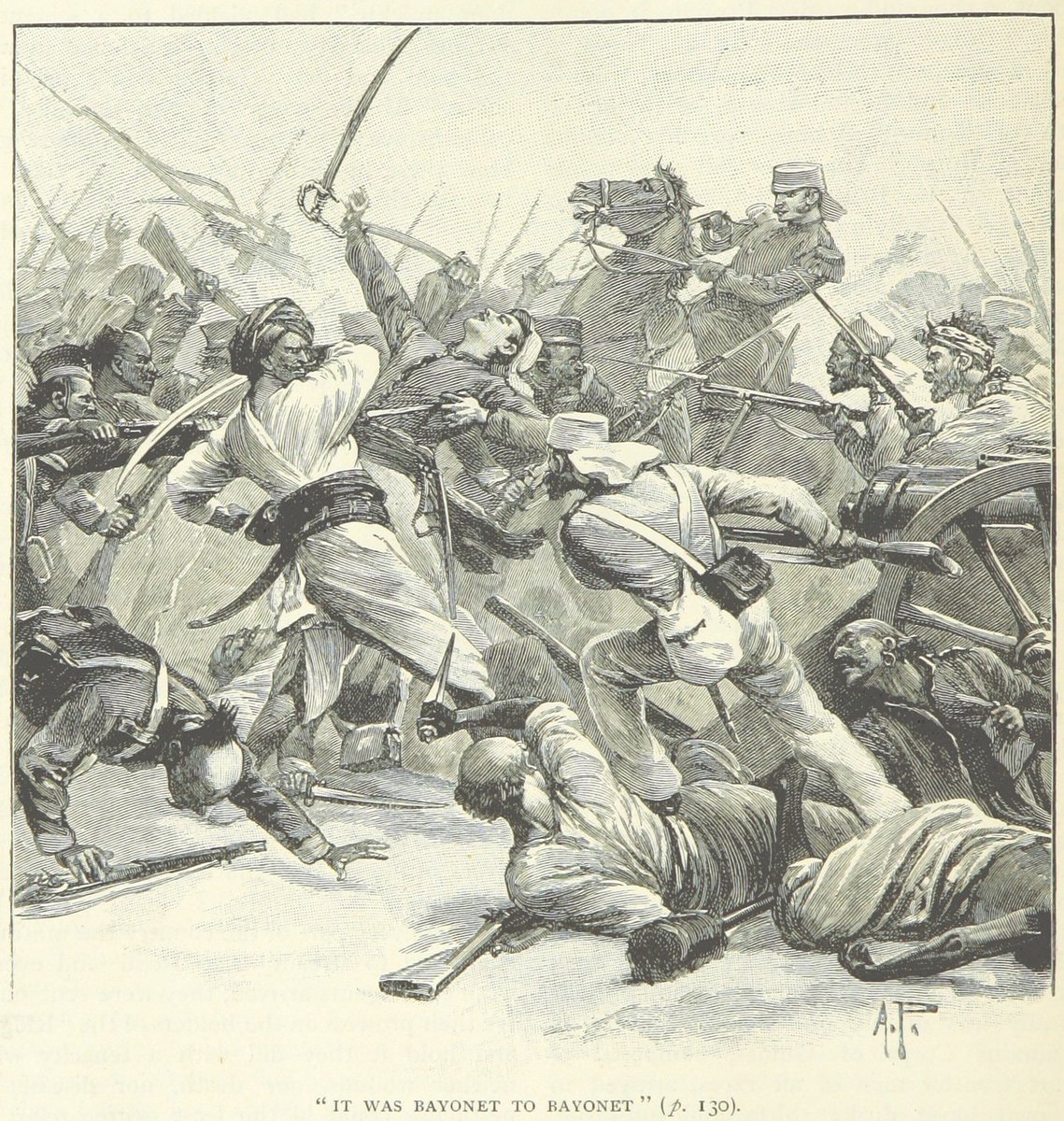 He led the charge across a swollen river into the heart of enemy camp with a volley from the British being fired from point blank range into the rebels line. This unexpected and ferocious attack broke the mutineers and the fight was over quickly with over 800 of them being killed