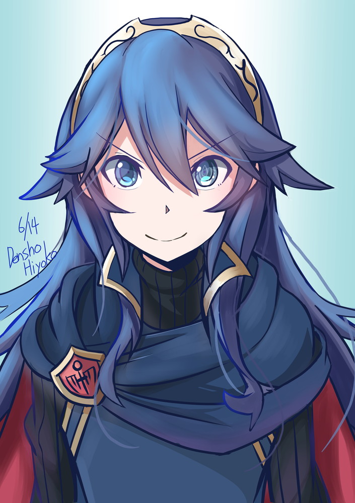 lucina (fire emblem) 1girl blue hair long hair solo blue eyes smile cape  illustration images