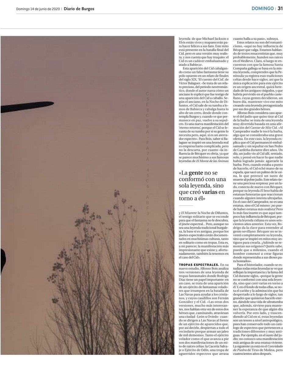 Hoy el <a href="/diariodeburgos/">Diario de Burgos</a> nos habla sobre la nueva publicación de nuestro colaborador y amigo <a href="/AlfonsoBoix/">Alfonso Boix, medievalista</a> sobre la figura del #CID y su #fantasma y algunas leyendas. #soycidiano #findesemanacidiano