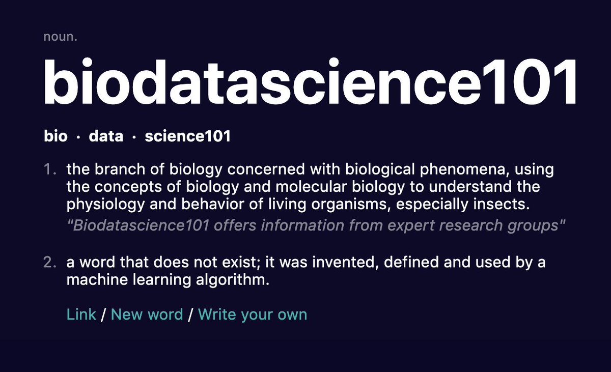 Biodatascience1's tweet photo. Biodatascience101: A surprisingly accurate definition for an entirely AI generated word!

https://t.co/Hfnn6gYxm6 https://t.co/NYnyf42RTi
