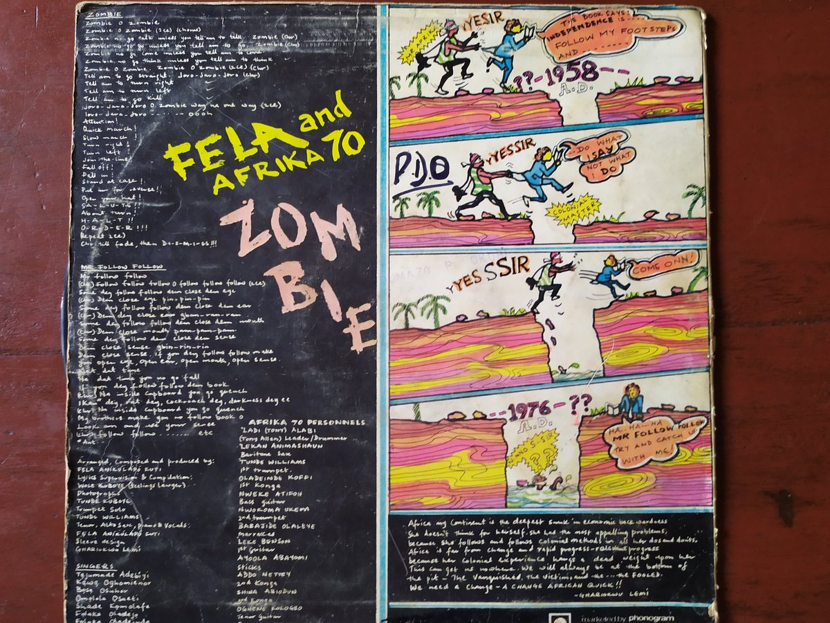 Gramophone records of Fela's albums. The story of how Lemi Gariokwu became his offical album artwork designer is material for another thread entirely. My friend's mom says she has no use for these things, so I took them home.
