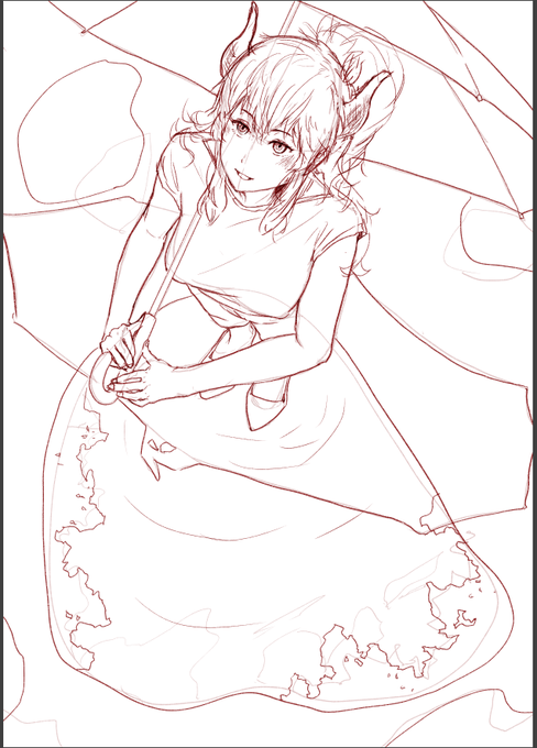ラフ WIP 20万おめでとうなかんじで…! 