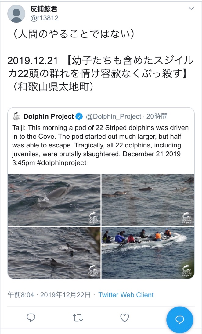 21831r's tweet photo. 反捕鯨君(@r13812)にクソリプされて
いる人が多いので改めて紹介します。彼は捕鯨ツイートしてる人に片っ端から難癖つけては論破されている人物です。日本のイルカ猟を批判しておきながら韓国はイルカだからセーフと宣うダブルスタンダード。ブロック推奨です。↓彼の悪行一覧
https://t.co/wGJ8j1GCK5 https://t.co/XqJIwYyysd