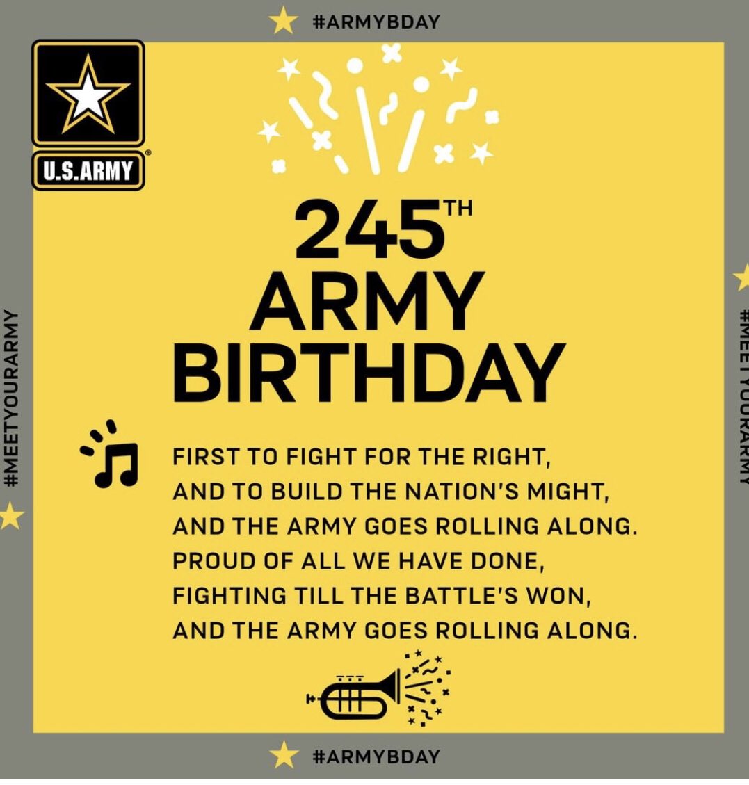 SamtheSoldier1's tweet photo. Happy Birthday, Army!
#usarmy #armybirthday #flagday #veterans #samthesoldier #history https://t.co/zZZt7poVu2