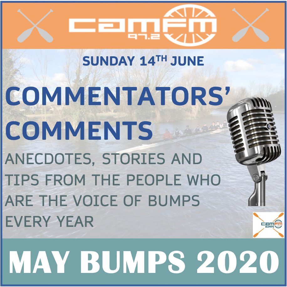 2.30pm: Commentators' Comments - Hear our most Bumps-hardened commentators' memories, highlights and anecdotes. How many times will they say "carnage"? And what are their thoughts on *that* quadruple overbump from <a href="/magdalenealumni/">Magdalene College</a>'s Fellows Frigate?