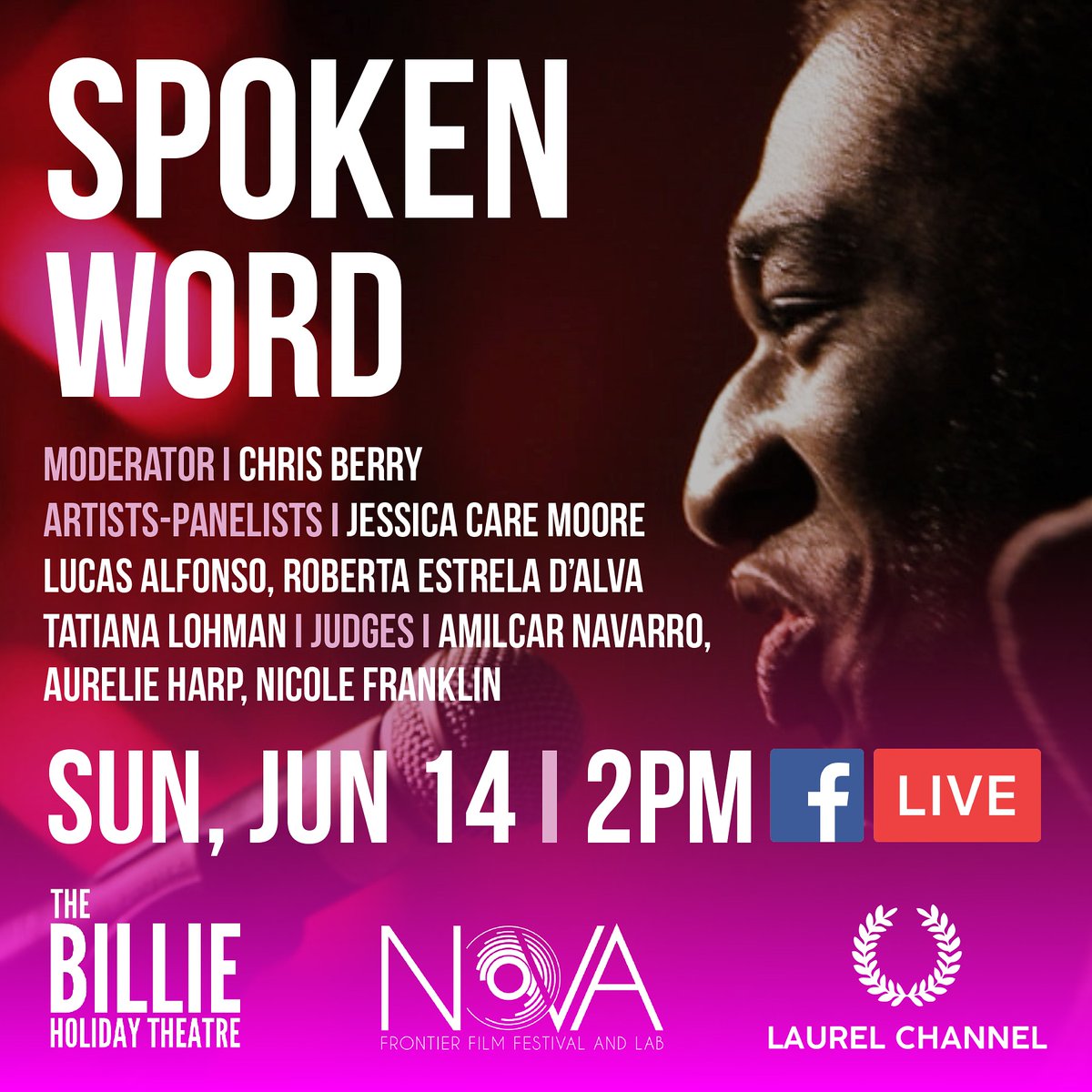 BHolidayTheatre's tweet photo. NOT TO BE MISSED! IT'S HAPPENING TODAY! Join @BHolidayTheatre &amp; @film_nova on Facebook Live for a Conversation on #SpokenWord Sun, Jun 14, 2PM EST through the lens of film,  continuing the conversation of #immigration, #refugeecrisis, #identity: https://t.co/BrpOo1TYpU https://t.co/tUzy7iJSm1