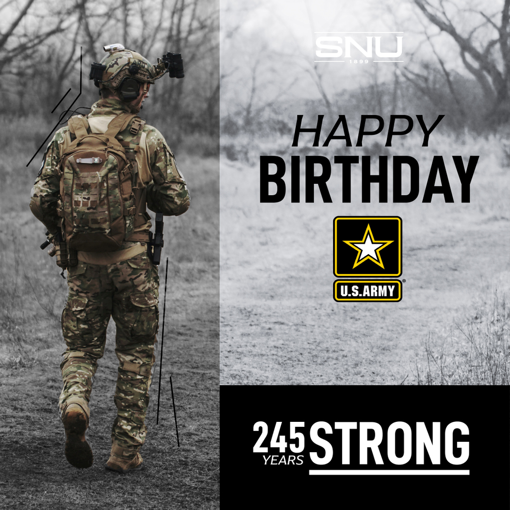 Happy 245th Birthday! Be strong and courageous for The Lord will be with you wherever you go - Joshua 1:19. 
-
If you are a veteran interested in furthering your education our VETS Center is here for you. pgs.snu.edu/veterans/.
-
#flagday #Armybirthday #Veterans #Oklahoma
