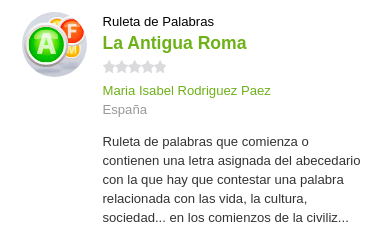 Mariaisabelabr's tweet photo. #AplicacionesAtq @DavidPinclan @leonidasarjona 
Hola.Os  envío una  actividad creada con educaplay. Es un pasa palabra sobre La Antigua Roma y el Imperio Romano. Estaría dirigida a mis alumnos de Patrimonio para repasar lo aprendido sobre esta cultura. 
https://t.co/LtxqKTMk2v https://t.co/WyDRcxe0QW
