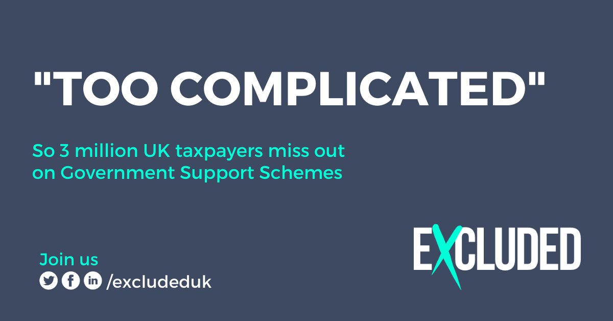 ExcludedUK's tweet photo. 3million people are at risk of losing their livelhoods due to the Gov deciding they're #TooComplicated to work out a scheme for. It seems it's simpler to fall into a #recession?! #excludedUK https://t.co/THLM64eXPq