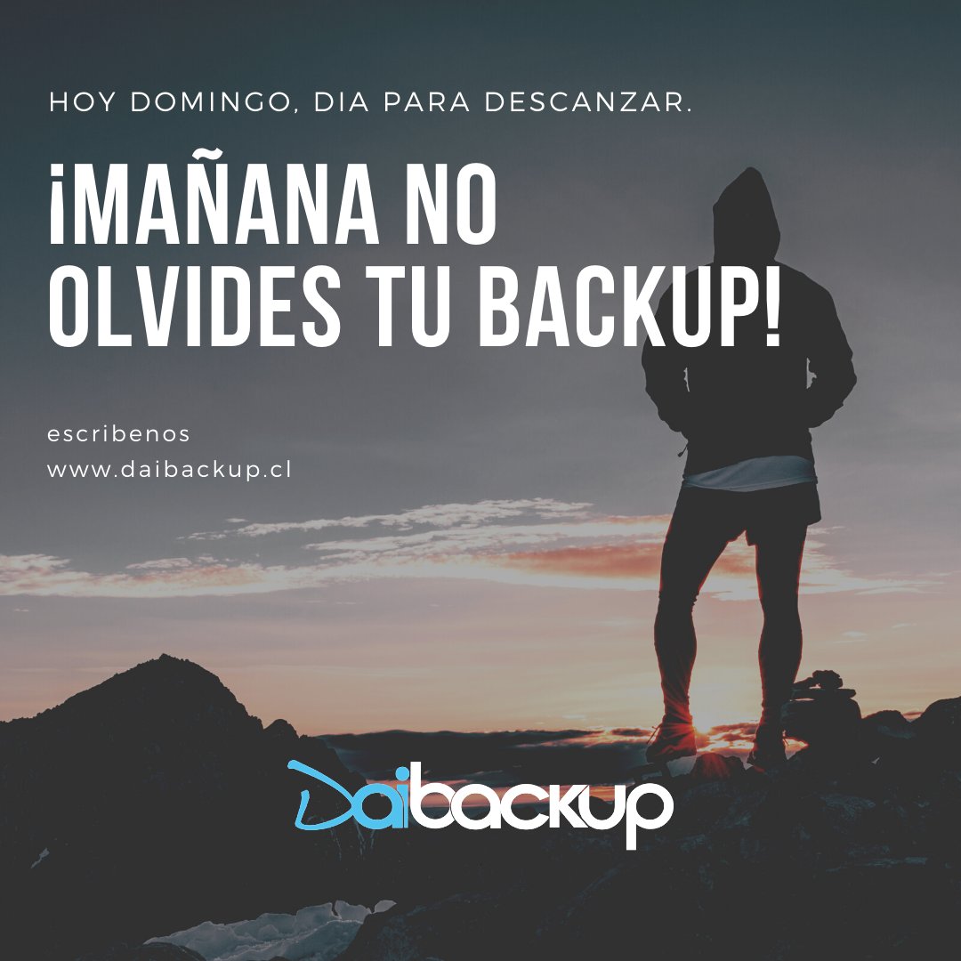 Daibackup's tweet photo. Tu información es muy importante, no olvides, mañana lunes de respaldos. https://t.co/t4KDEifwwN