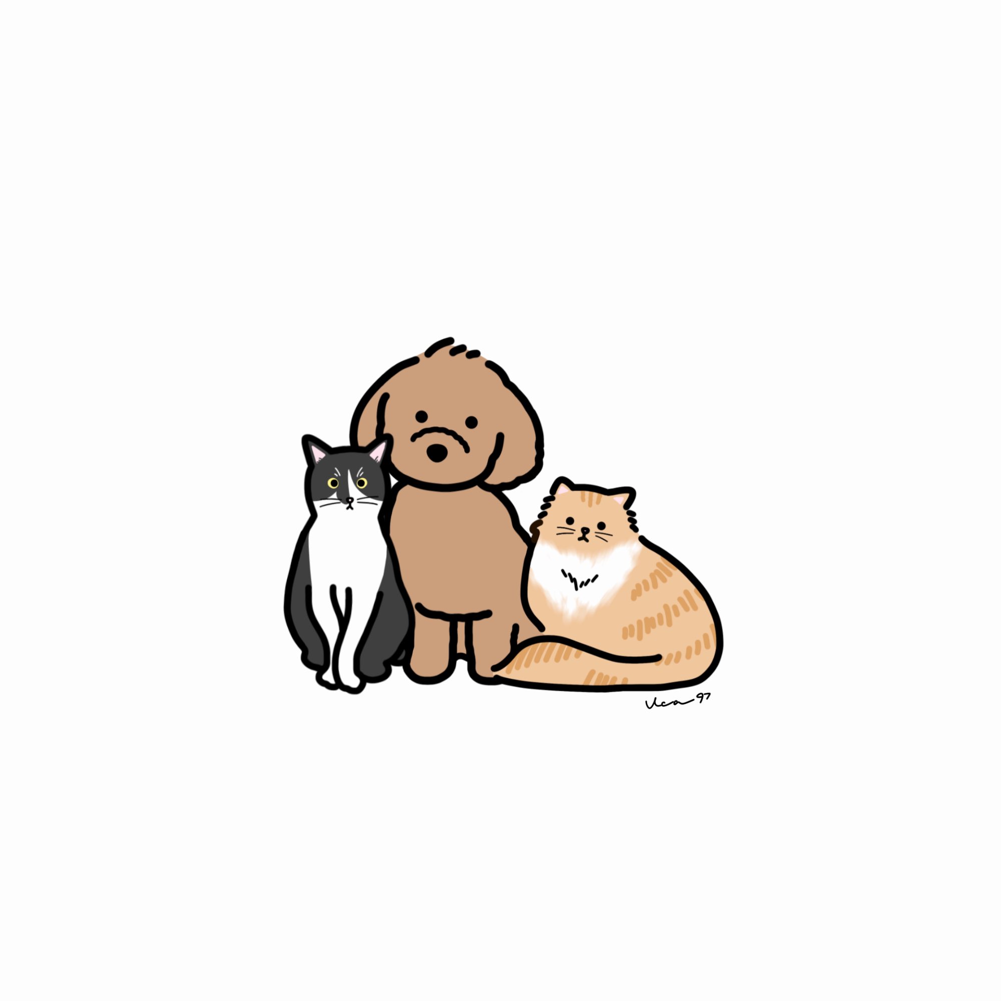Uca U ユカ ユウ わんちゃんねこちゃんのイラストをご依頼いただきました ありがとうございました ご本人様の許可を得て掲載しております ご本人様以外のご利用はご遠慮ください イラスト好きな人と繋がりたい 絵描きさんと繋がりたい 犬 猫