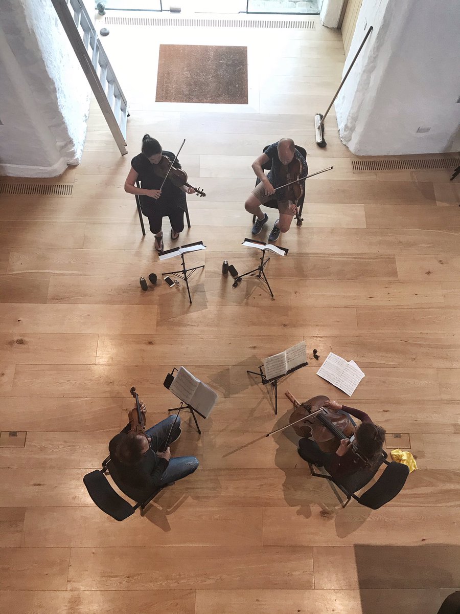 CarducciQuartet's tweet photo. BACK TOGETHER (but distant)!!!

It was so amazing to be back rehearsing today for the first time in, well, too long...

We were able to arrange ourselves as couples and keep enough distance to be safe. 

It was so fantastic to play together again! 

😀😀😀❤️❤️❤️ https://t.co/NrmajCIy4h
