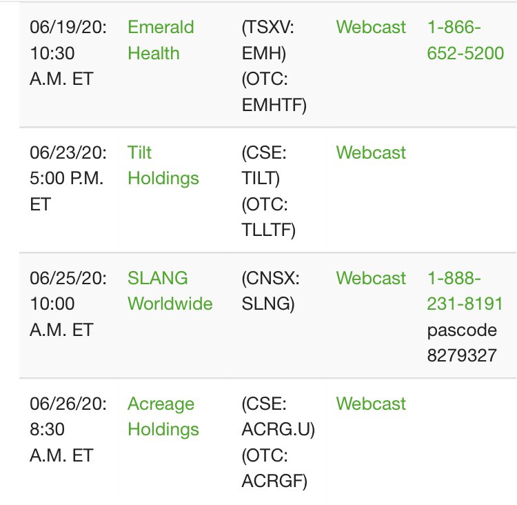SpacBobby's tweet photo. #Potstocks fins for the rest of the June!
$FONE $FFNT $VREO $FAF $LABS $EMH $TILT $SLNG $ACRG.U https://t.co/k6e9dDrOja