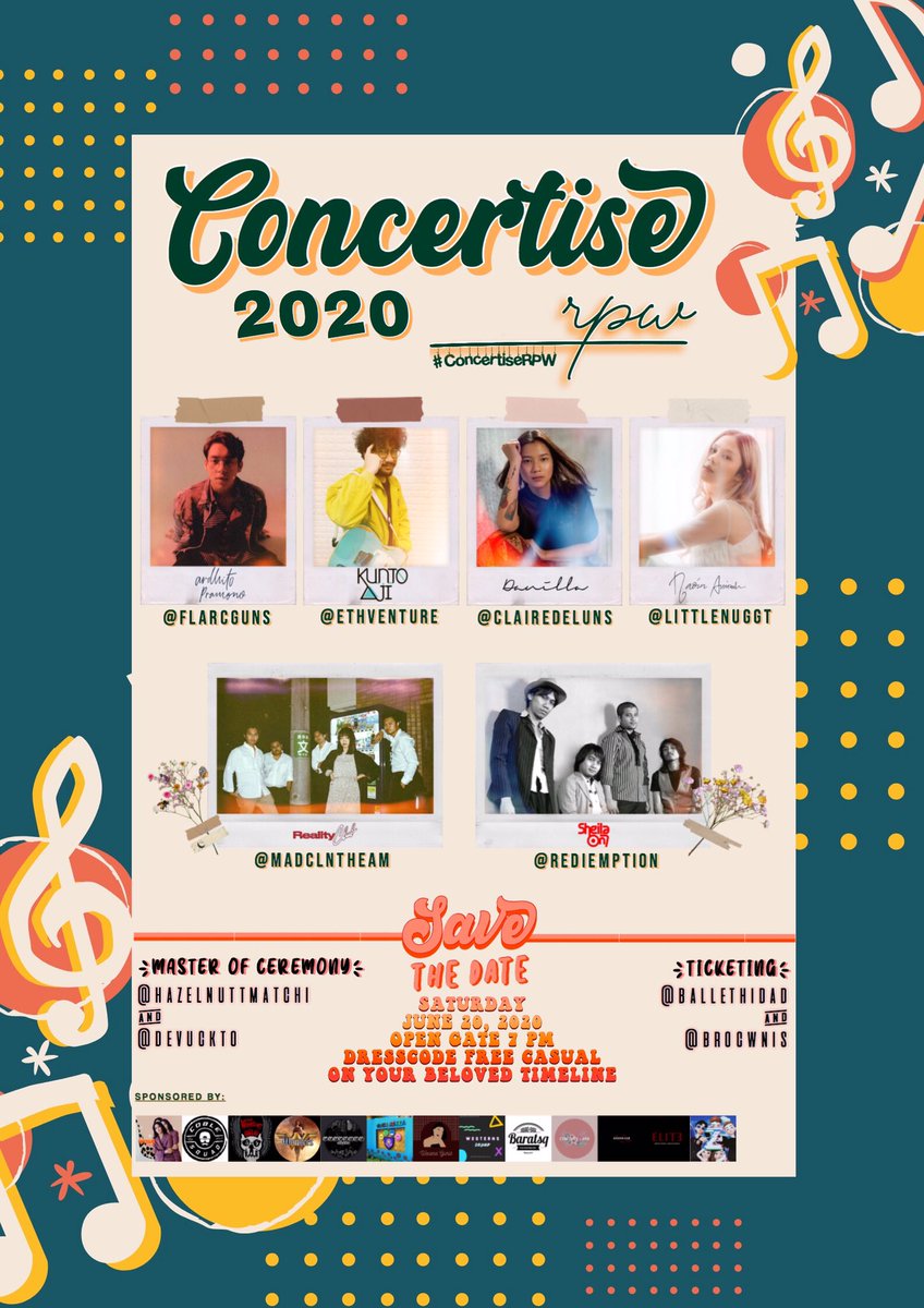 [ HELP RT! ]

🌸🌞Hello good people!🌞🌸
Liven up and have some fun with us on your Saturday night by come to #ConcertiseRPW, a music festival based on “pensi” theme! 🔥

🌟💫SAVE THE DATE💫🌟
🗓 Date : Saturday, June 20, 2020
🕖 Open Gate : 7 PM

✨ #ConcertiseRPW ✨