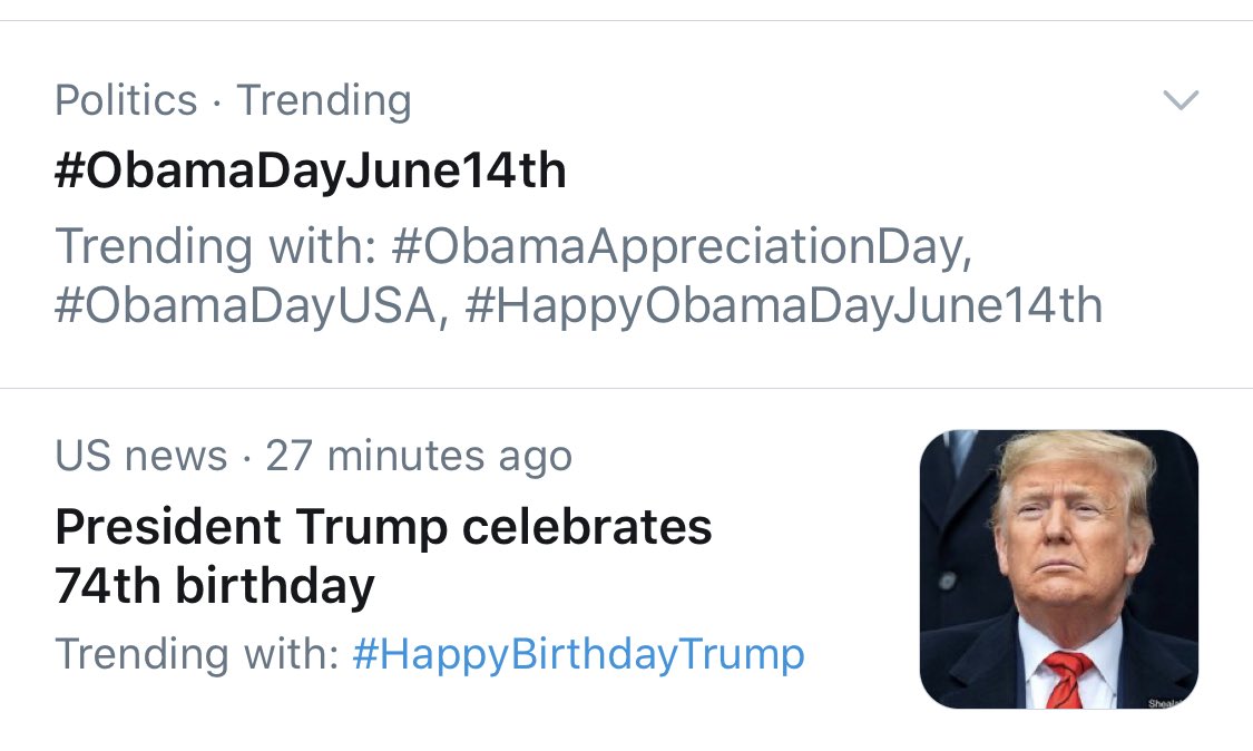 ShellyLorine's tweet photo. #ObamaDayJune14th is trending before dummy’s birthday! Let’s keep it up! https://t.co/teje6urXxM
