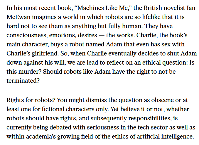 1. The article begins by associating robot rights with science fiction scenarios and singularity theorists like Kurzweil, ideas that are grounded in "endless optimism".