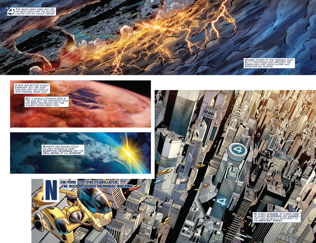 It would be easy to acuse this run of only being able to think in the biggest of terms, so the Christmas/ Scotland arc is a nice diversion. Millar goes back to the well with Masters of Doom though, and two pages into the second issue and ‘we’re going to need a bigger comic’ ...