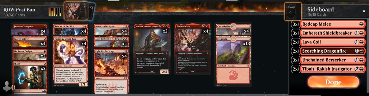 mrcpvs's tweet image. Back to Mythic where I belong 🤣. Thanks to @sandydogmtg I&apos;m playing your list. Temur rec, Jund sac, and Bant seem to be quite good matchups... except when you make a little mistake, and @urlichmtg punishes you badly for that like the great player he is.