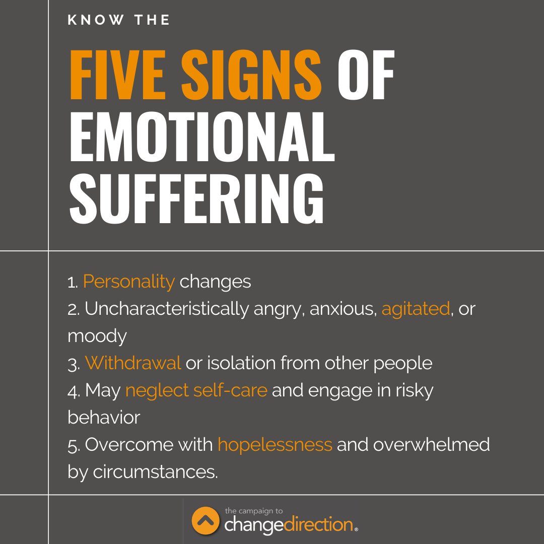 giveanhour's tweet image. Do you know the ✋ Five Signs of Emotional Suffering?

If you or your group haven’t taken the pledge to know and share the Five Signs and commit to changing mental health culture, go now! bit.ly/3fjc6PJ

#IKnowtheFiveSigns #ChangeDirection #changementalhealth #FiveSigns