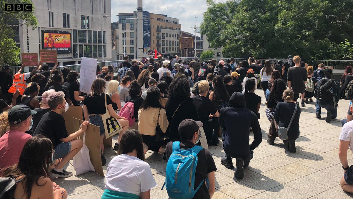 BBCLookNorth's tweet photo. Large crowds of people have gathered at Millenium Square in Leeds to take part in the Black Voices Matter protest. https://t.co/fvp1RxdS9r