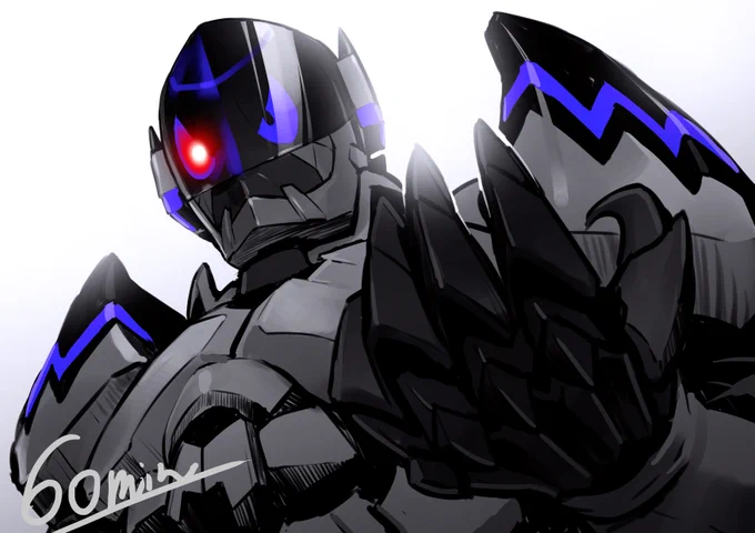#特撮版深夜の真剣お絵描き60分一本勝負R
⑥凶悪な黒
シャチョーサンいっとく!

 #ヤバイ仮面 #ドゲンジャーズ 