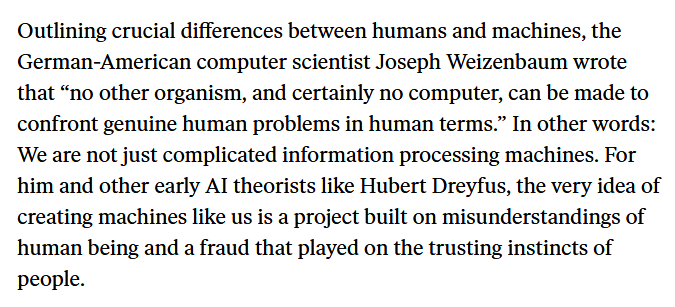 3. Against this reductionist view, the authors claim "We are not just complicated information processing machines". Instead, they endorse "embodied and enactive approaches to cognition" in which artifacts exist as "constituent parts of our milieu".