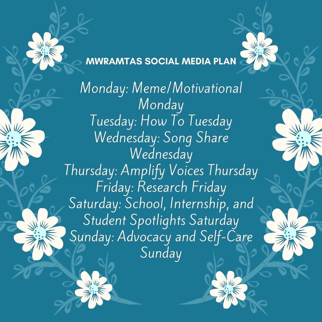 mwramtas's tweet photo. MWRAMTAS is excited to announce our social media programming. We will be having themed posts for each day, each posted by a different member of MWRAMTAS! https://t.co/PyZlvo64R9