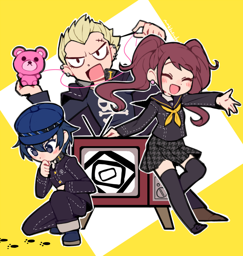 久慈川りせ ,白鐘直斗 ,巽完二 「P4!!! 」|Mカエルのイラスト