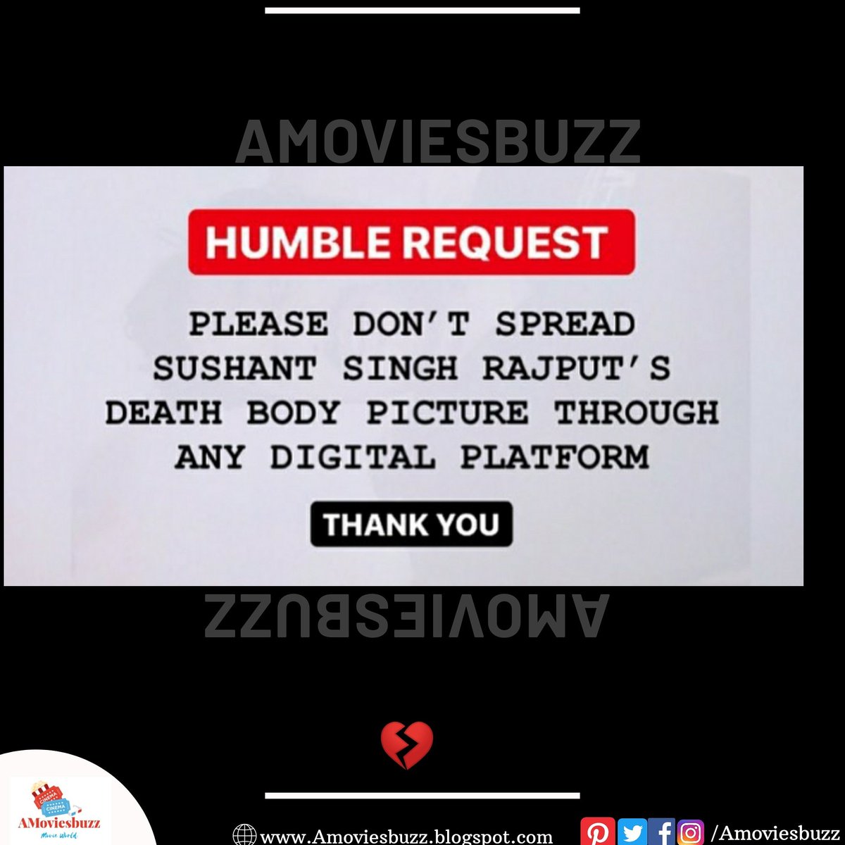 amoviesbuzz's tweet photo. 💔🙏 #ripsushant #ripsushantsinghrajput @sushantsinghrajput 
Follow  @amoviesbuzz  For More Updates #Movies #webseries  #boxofficeupdates &amp; #Entertainmentupdates 
#Bollywood #hollywood #Tollywood #moviesupdates #webseriesupdates #Moviereview #webseriesreview #Entertainmentupdates https://t.co/rX529rNZ9g