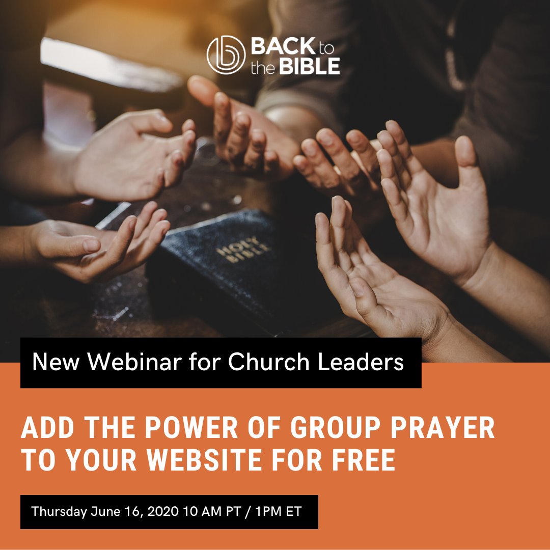 BacktotheBible's tweet photo. β οΈJoin us for a webinar Tue, June 16th, at 1 PM EST / 10 AM PST to learn how you can use our free tool in your church:
https://t.co/ysYwaYchk6
#webinar #bttbapp #backtothebible #Ministryleadership #pastor #churchleadership #church #groupprayer #prayertools #prayer #pray https://t.co/JmCNQpWOLQ