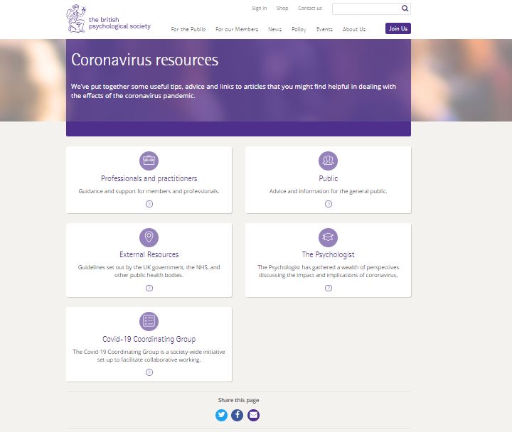 Our #Coronavirus resources page is updated daily with new guidance, videos and papers to support professionals and the public through these challenging times. Don't forget to check in to see what's new.  #Covid19 #psychology 

ow.ly/JSG950zNRvy