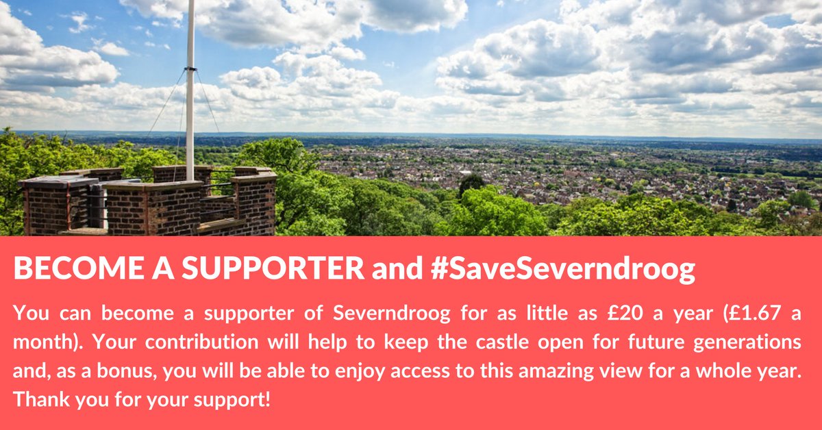 We have no income while we are closed to stop the spread of COVID-19 and are at risk of permanent closure.

You can #SaveSeverndroog by becoming a supporter, which gives you a year’s entry to the Castle for just £1.67/month.

You can sign up here: cafdonate.cafonline.org/11811#!/Donati…