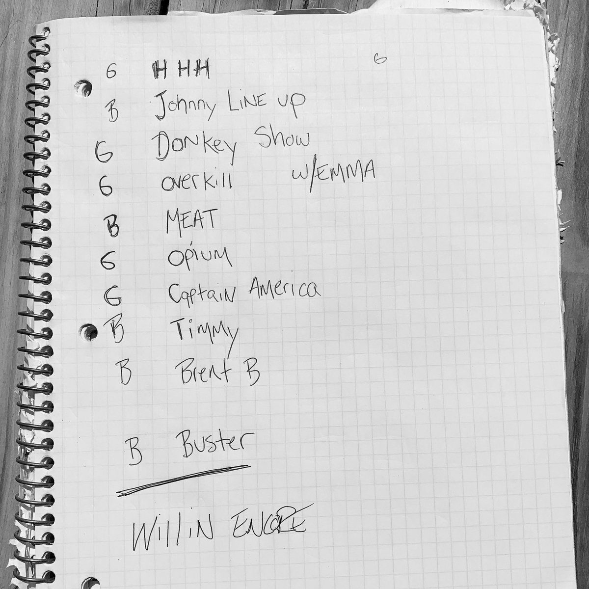 Last nights house party setlist