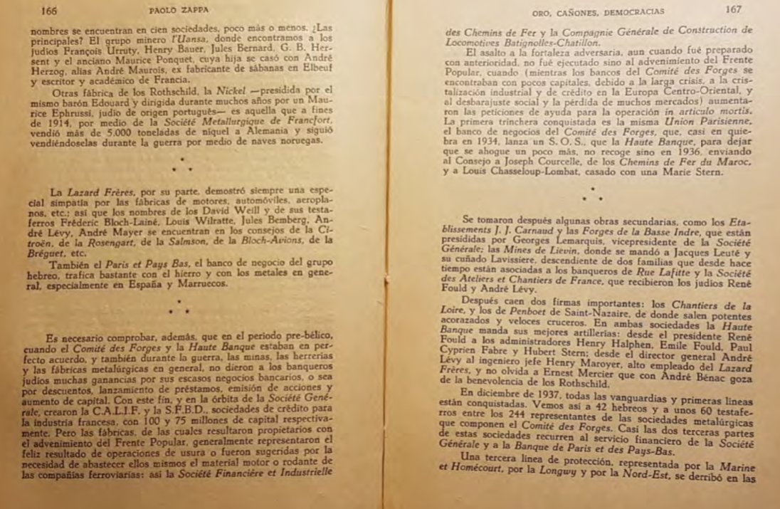 88- Una vez dentro del Comité des Forges en 1937 todas las primeras líneas fueron conquistadas y 42 hebreos 60 testaferros entre los 244 representantes metalúrgicos algo estaban tramando todo con una benevolencia de los Rothschild...