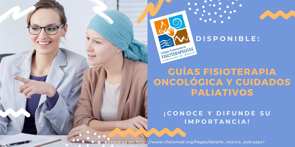 draroeniger's tweet photo. Gracias a @cfisiomad y a la #ComOncoPaliativos por la creación de las Guías #FisioterapiaOncológica y #CuidadosPaliativos.
Especialistas y #pacientes deben conocer los beneficios de la #FisioterapiaOncológica.
https://t.co/1xGXUyTa5o https://t.co/avtIlgSEaj