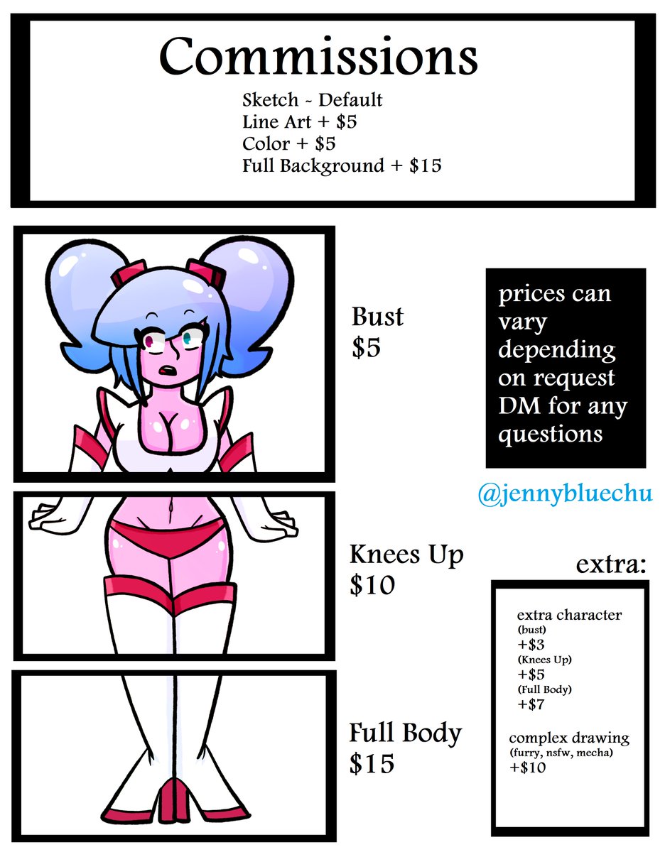 jennybluechu's tweet photo. Commissions Are Open 
+ examples of sketches and outlines
💙Feel free to DM any questions &amp; RT's are appreciated💙 https://t.co/6crDE3hHnn
