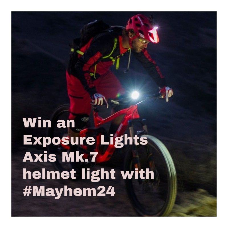 Win a <a href="/use_exposure/">Ultimate Sports Engineering</a> Axis Mk.7 helmet light in our #Mayhem24 Instagram competition. Learn more at shorturl.at/ajuET #ownthenight #exposurelights #mtb #mountainbike #nightriding #mtblife