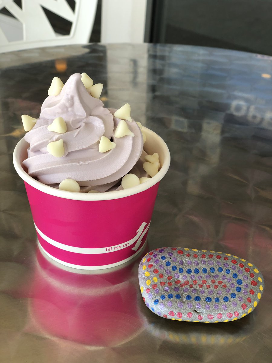YumberriesFroyo's tweet photo. NEW FLAVOR!!!
By popular vote, Blackberry is here!! 

Stop in and grab yourself a cup and check out the peace rock we found today because we are OPEN til 8pm! 
#blackberrygelato #peacerockspa #weareopentoday https://t.co/m31umP1e8r