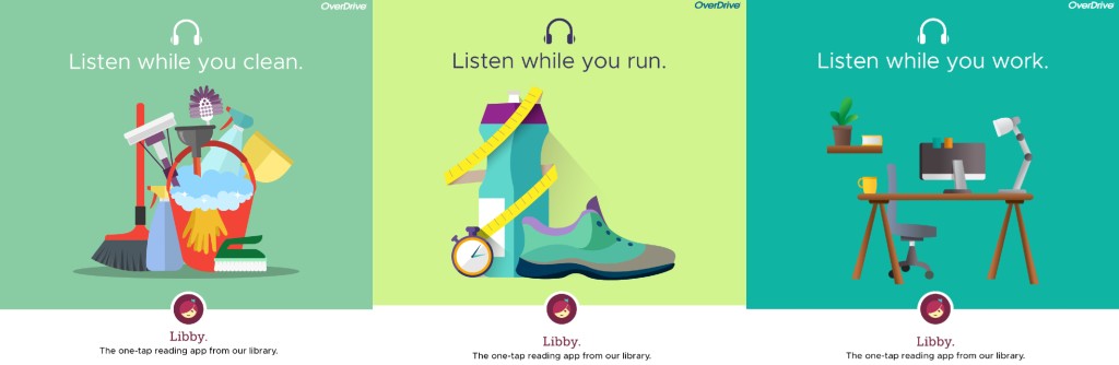 a series of illustrations of cleaning supplies, running shows and a work desk