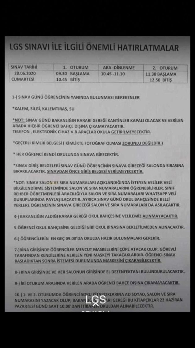 ErgeneMEM59's tweet photo. LGS ile ilgili Hatırlatma 
@APAYDINismail57 
@Tekirdag_Mem https://t.co/34KrIrbI0m