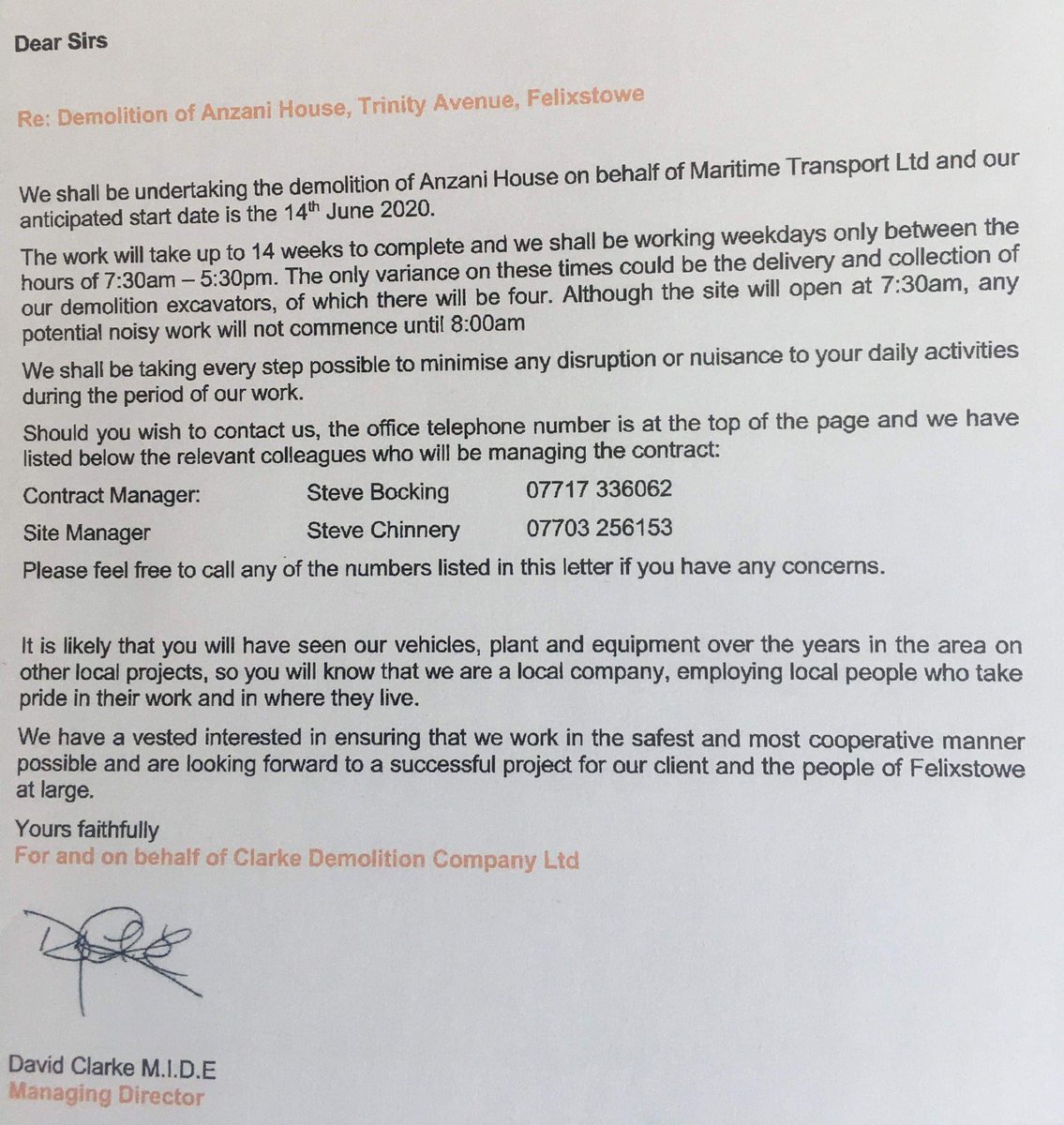 #NEWSFLASH: Anzani House demolition to start on 14th June 2020 to make way for Maritime Transport Ltd Yard #Felixstowe <a href="/Maritime_UK/">Maritime Transport Ltd.</a>