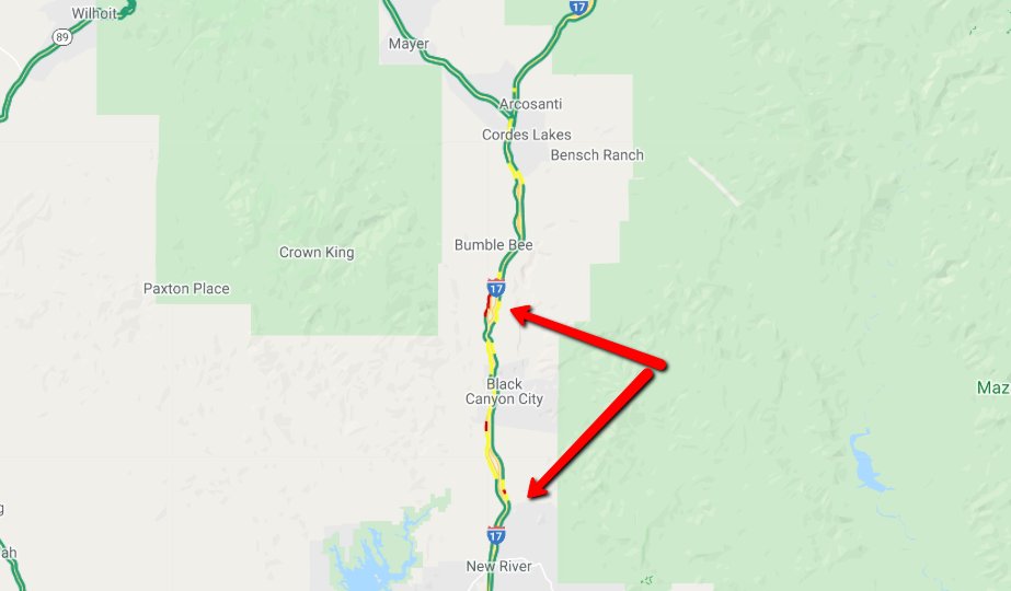 ** UPDATE ** I17 NB near Black Canyon City The backup from a non