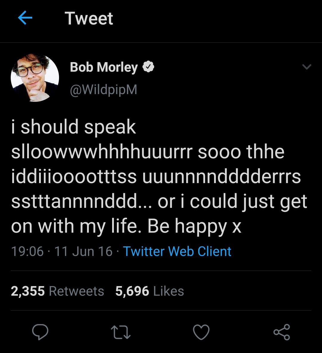 receipts of bob making fun of people with speaking difficulties (tweet is still up. comments filled with ppl calling him ableist) he came back a day later and excused his own ableism by saying he was as a little tired instead of apologizing for real and deleting his tweet.