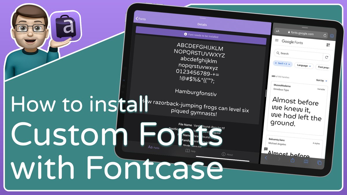 JacobWoolcock's tweet photo. ⭐️How to Install Custom Fonts using the free Fontcase App⭐️

It's never been particularly easy to install custom Fonts on iPad, but #Fontcase makes everything a little bit easier.

This weeks #QuickTips video shows you how:
➡️https://t.co/6QJXbEkqSF⬅️

#AppleEDUchat @AppleEDU https://t.co/uTgnf7bZjW
