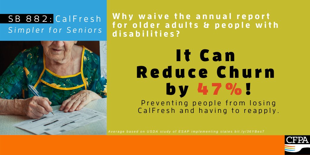Nourish_CA's tweet photo. #SB882 will eliminate the annual report for ESAP households. This unnecessary requirement causes people to lose CalFresh and have to reapply, despite remaining eligible (churn).
Reduce churn & save admin costs - @Portantino @SenatorPatBates @SenToniAtkins Support #SB882 https://t.co/TV2ipiCe51
