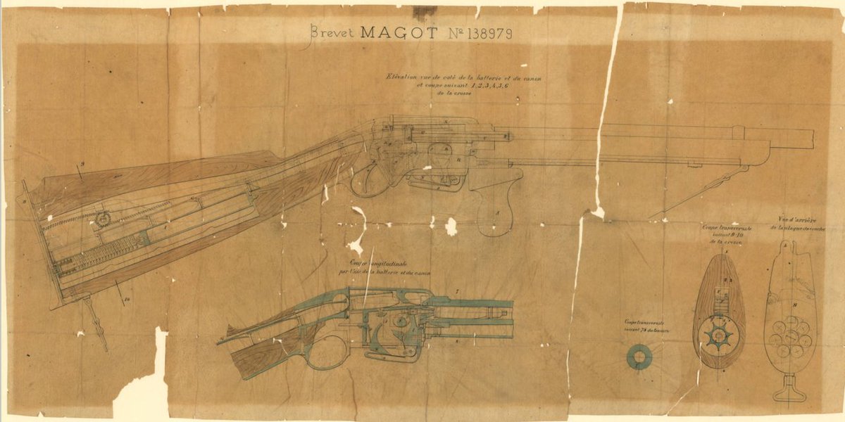 This is a French patent for a rifle designed by a man called 'Margot', the rifle is part of <a href="/codyfirearms/">Cody Firearms Museum</a> brilliant collection and will feature in an upcoming video. 

1/3

#History #Research