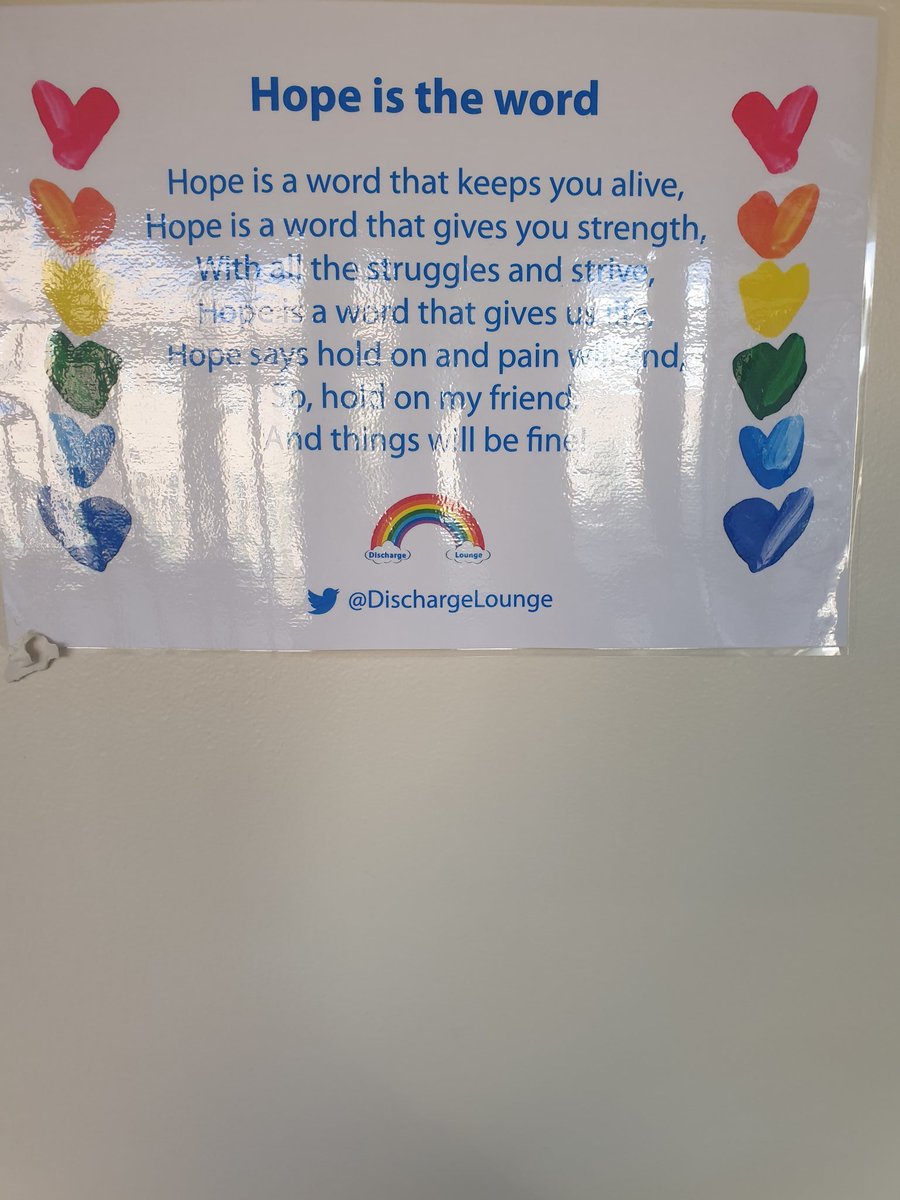 Saw this outside <a href="/DischargeLounge/">Discharge Coordination Centre</a> yesterday at the glenfield whilst on shift. Thought it was something lovely to share.
#uhl #hope